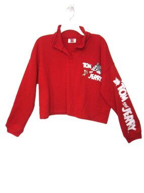 Tom and Jerry Size M Oversize Red Sweatshirt Spell Out Warner Brothers